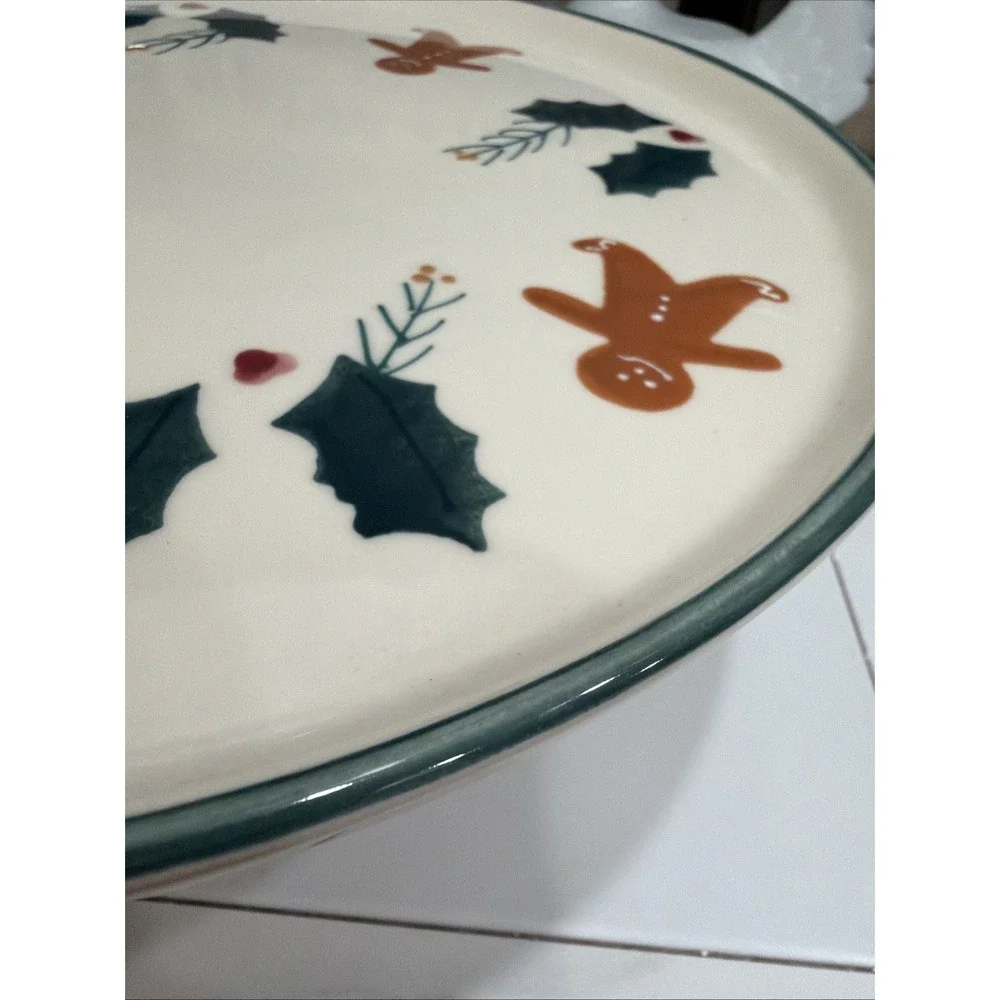 Rare‎ Gingerbread Pedestal Cake Stand Plate Glass Dome By Noble Excellence USA